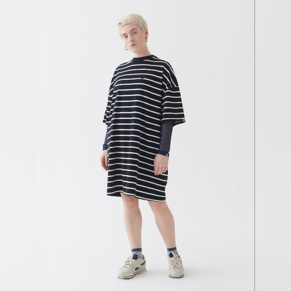 Lazy Oaf Midnight Striped Cotton Dress S